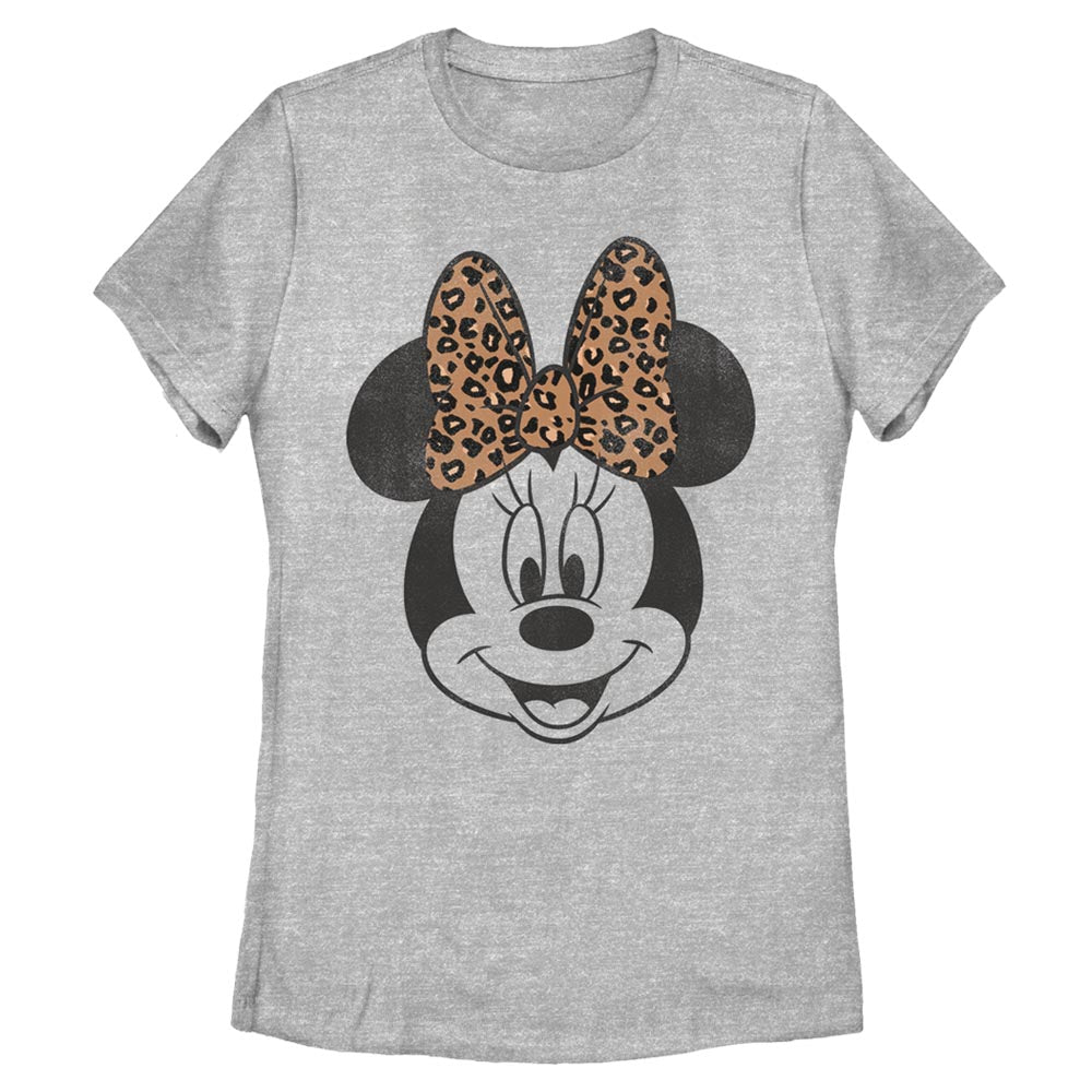 Women's Disney Modern Minnie Face Leopard T-Shirt